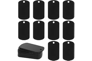 AHQIZFX 15PCS Blank Bulk Dog Tags for Stamping and Engraving - Aluminum Oval Pendant Necklace Tags, Personalized Pet Tags, Shiny Metal Tags for DIY Crafts and Laser Engraving (Black)