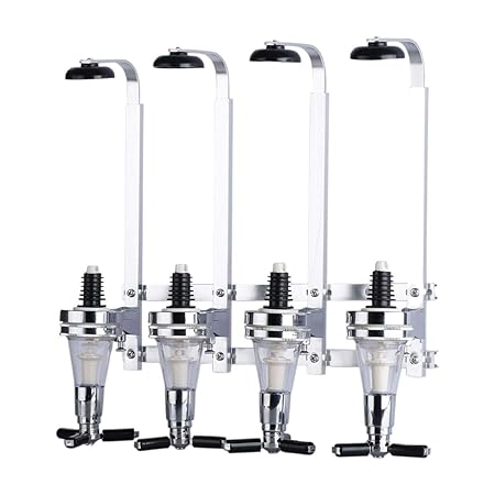 Petsdelite 4 Bottle Stand Optic Dispenser Drinks Wine Spirits Steel Bar Butler Wall Mounted