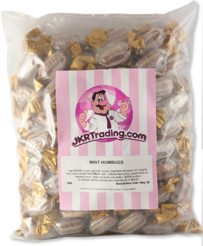 Mint Humbugs Traditional Mints with A Chewy Centre in A 1KG Value Share Bag