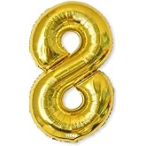 Balloon Number, 40 inch Gold Foil Balloons Numbers Mylar 0-9 Birthday Party Decorations of Arabic Number for Birthday Party, Wedding, Bridal Shower, Engagement Photo Shoot, Anniversary (8)