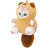 CNAANA Cute Cat Keychain, Plush Backpack Accessories, Bag Pendants, Cute Keychain Gifts (Light Brown)