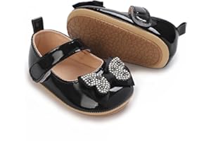 WILLFUN Baby Girls Mary Jane Flats Floral Princess Dress Crib Shoes Non-Slip for Toddler First Walkers