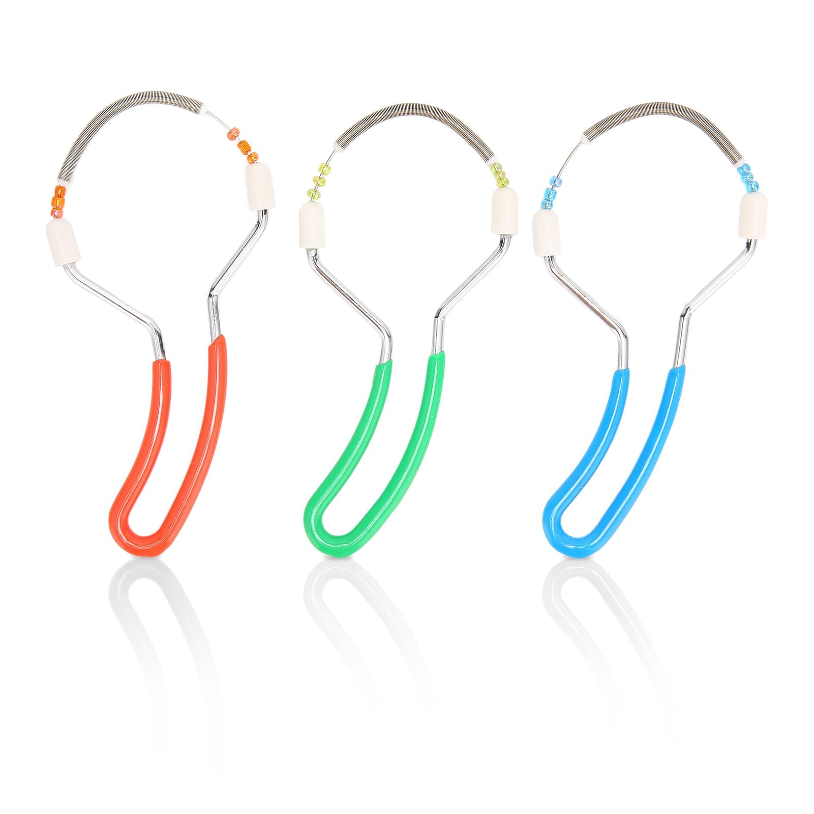 Agatige 3-Piece Spring Facial Hair Remover, Manual Eyebrow & Face Epilator, Threading Tool, Face Shaver for Men's Grooming, Blue, Green, Red