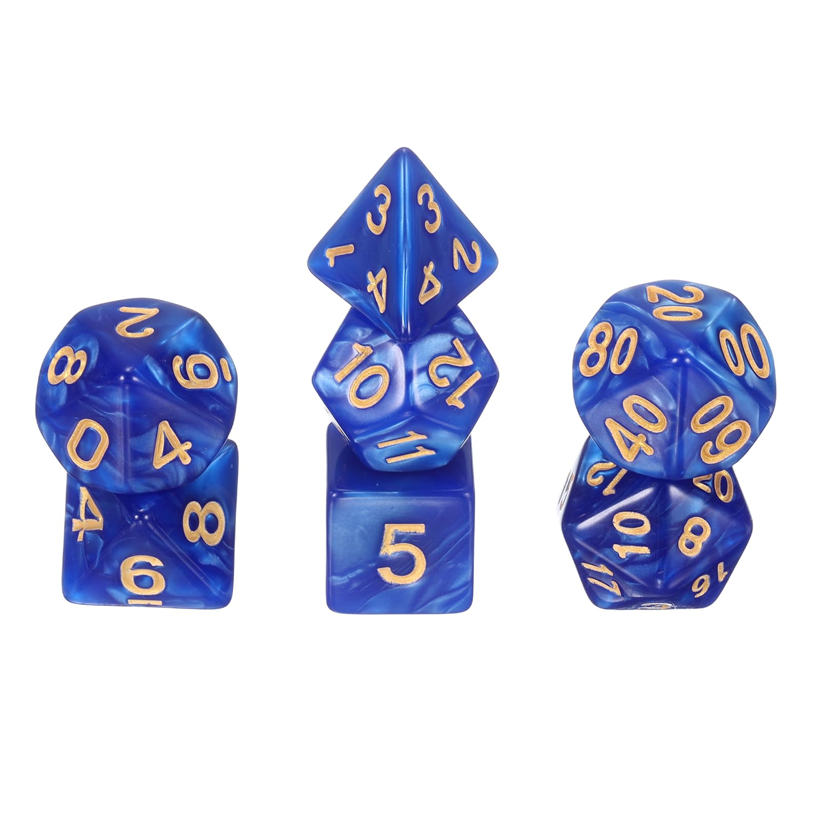sourcing map Polyhedral Dice Set, 7 Pcs Acrylic Dice for Role Playing Table Games Tabletop Gaming Accessories, Pearlescent Blue โ image 1