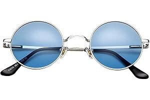 PORADAY Classic Circle Glasses Retro Round Polarized Sunglasses Hippie Style Small Rounded Sun Shades