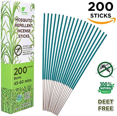 Artiwa MOSQUITO INCENSE STICKS All Natural CITRONELLA SCENT for Outdoor Gardening 200