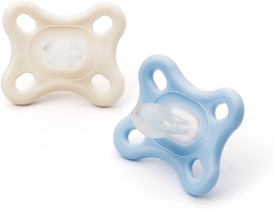 MAM Comfort Soothers 0-3 Months Pack of 2 with Sterilising Case Blue Cream