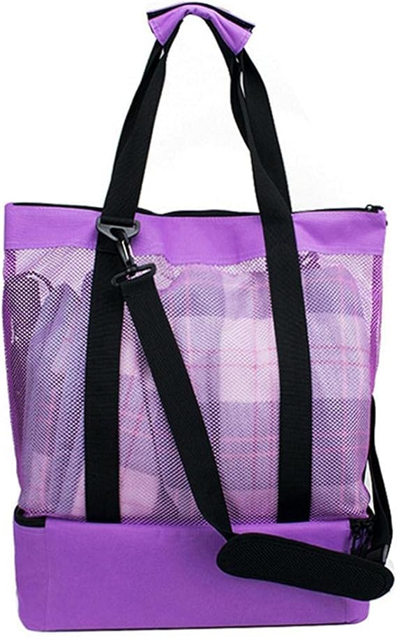 FitBest Bolsa de malla de playa, doble capa con cremallera desmontable