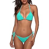 Women Two Piece Bikini Swimsuit Sexy Bathing Suits Halter Triangle Tops String Bikini Sets