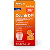 Amazon Basic Care 12 Hour Cough DM Syrup, Extended-Release Dextromethorphan, Orange Flavor Liquid Medicine, 5 fl oz (Pack of 1)