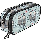 ANANGTEE Beavers Pencil Case for Girls Boys Lovers, Large Capacity Animal School Bag Stationery Accessory Zippers Canvas Pouch, Office Supplies Crayon Markers Organizers Soft Pen Box