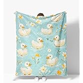 Duck Blanket Warm Plush Duck Flannel Throw Blanket Super Soft Fleece Cozy Fuzzy Ducks Stuffed Animal Blanket Gifts for Kids Teens Adults Room Decor 40"X50"