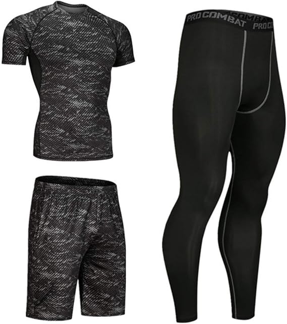 Amazon Fanessy コンプレッションウェア セット スポーツウェア メンズ 長袖 半袖 冬 上下 3点セット トレーニング ランニング 吸汗 速乾 コンプレッショントップス 通販