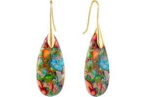 SELOVO Stone Fishhook Dangle Drop Earrings Statement Earrings for Women Stone