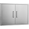 Outdoor Kitchen Doors- 28" W x 21" H -Stainless Steel BBQ Double Access Door,Flush Mount for Outdoor Kitchen Island