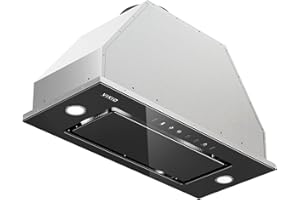 VIKIO HOME Range Hood Insert 30 Inch - Built-in 900 CFM Ducted/Ductless Range Hood with 3 Speed Fan, Black Stainless Steel & Tempered Glass with Gesture Sensing &Touch Control for Over Kitchen Stove