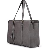 ECOSUSI Laptop Bag For Women 15.6 Inch Work Tote Bags PU Leather Computer Purse For Business Office With 3 Layer Compartments