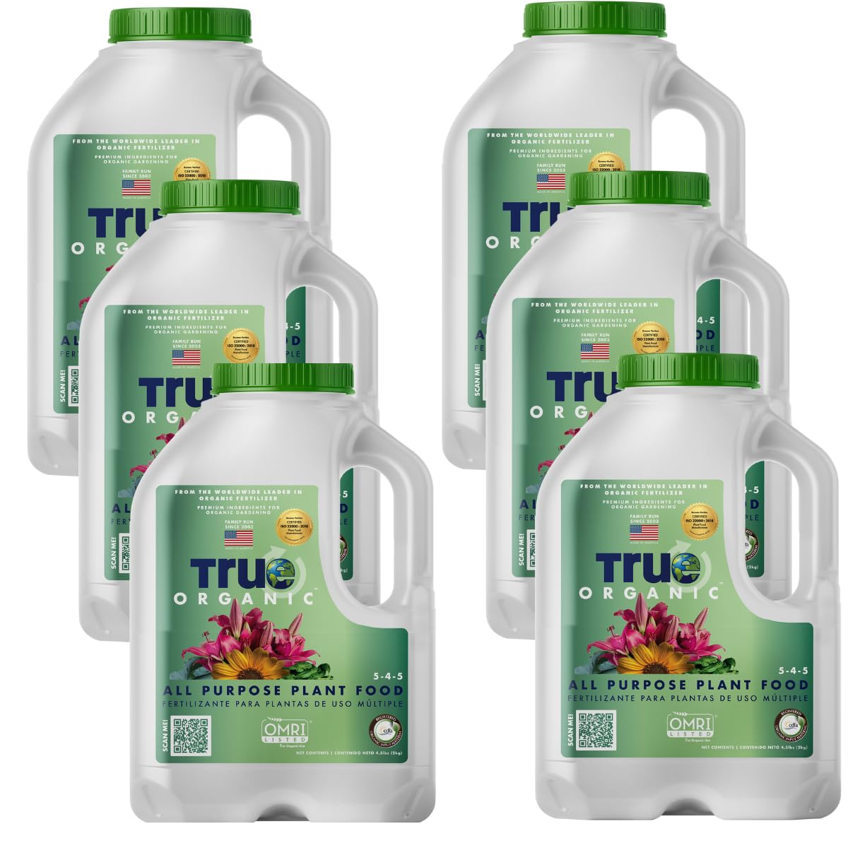 True Organic All Purpose Plant Food – Organic Fertilizer for Fruits, Vegetables, Flowers, and Herbs – 4.5lb Jug Covers 97 sq. ft.- Case of 6 Image