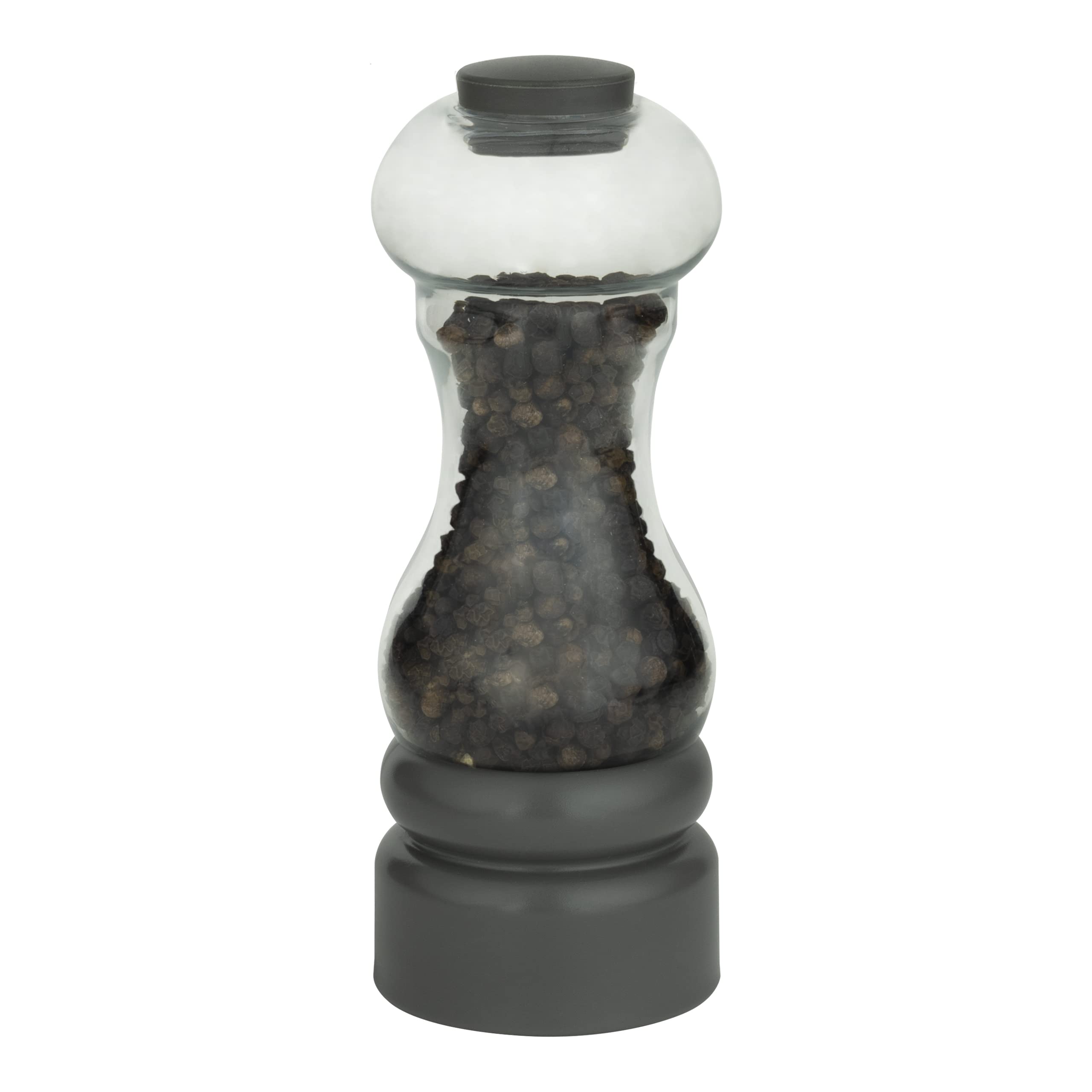 Grunwerg Gmill PET Salt or Pepper Mill with Adjustable Ceramic Grinder, Easy Fill, 16cm, SP-110GY, Grey