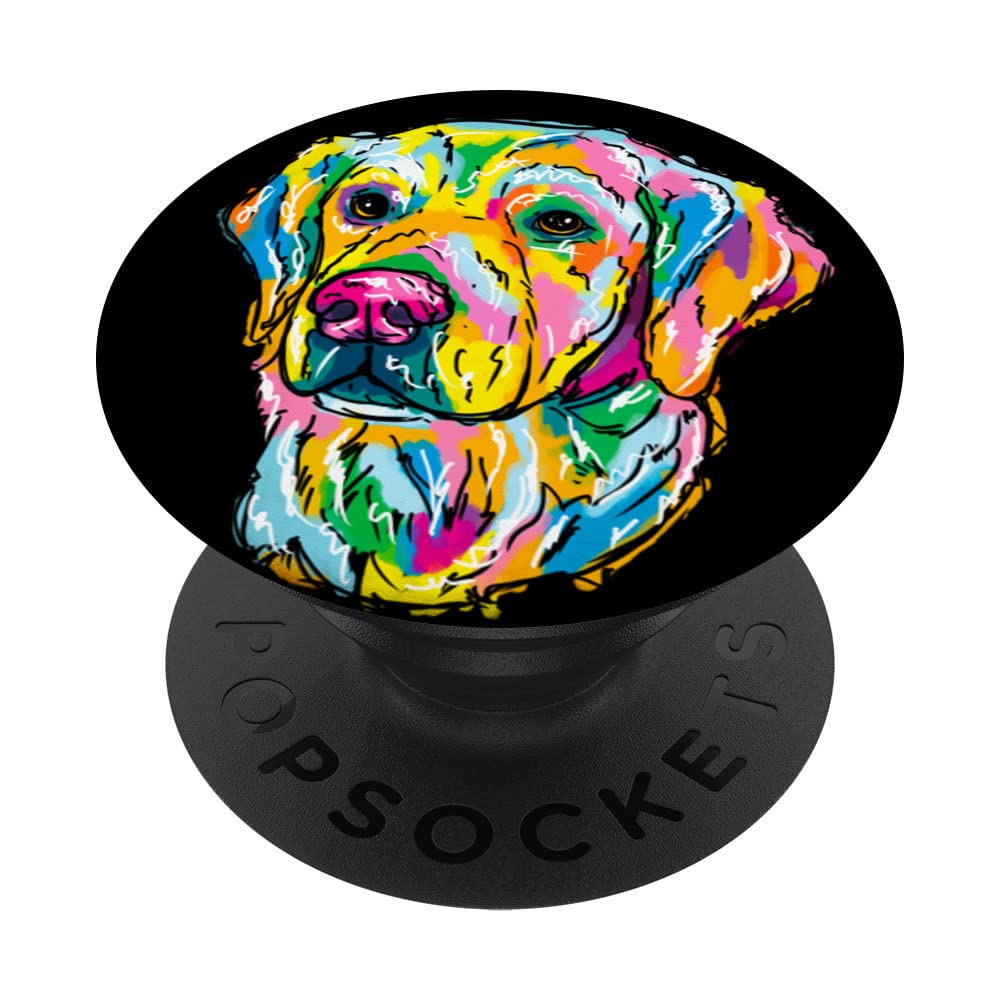 Colorful Watercolor Golden Retriever Portrait Owner PopSockets Swappable PopGrip