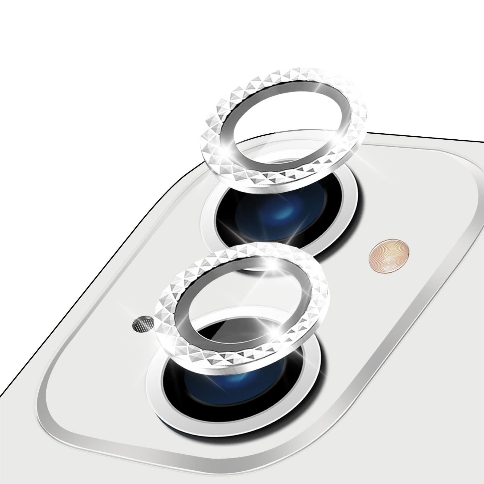 LucBuy Camera Lens Protector for iPhone 13/13 Mini, Premium HD Tempered Glass Aluminum Alloy Individual Ring Circle Lens Screen Cover Film,Anti-Scratch Lens Protector Sticker (Sparkling)
