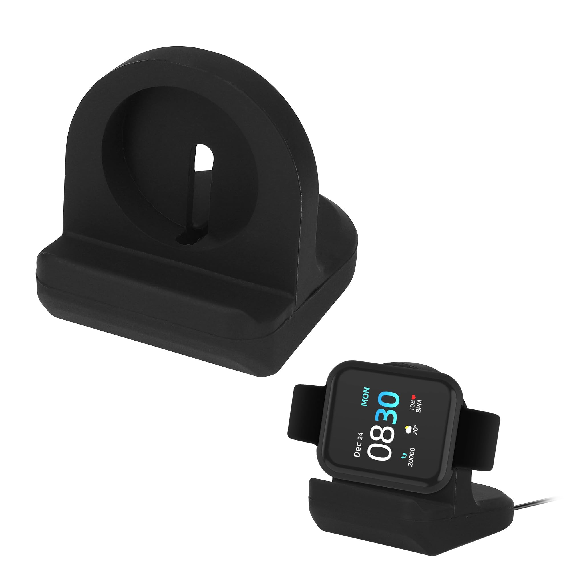 kwmobile Watch Charger Stand Compatible with iTOUCH Air 3 / Air 4 / Sport 3 / AIR SE/EXPLORER 3 Charger Stand - Silicone Holder Dock - Black