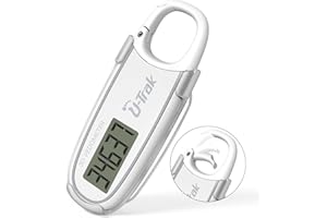 U-Trak 3D Pedometer for Walking with Removable Clip, Simple Step Counter with Snap Hook, Accurate Walking Step Tracker, Small and Portable Clip On Pedometer for Men Women Kids Adults Senior (White)