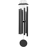 32" Wind Chimes for Outside with Classic Sound, Coolest Aluminium Metal Windchimes Outdoors with Pine Wood Striker, Unique Gift for Mom, Garden Decoration(Black)