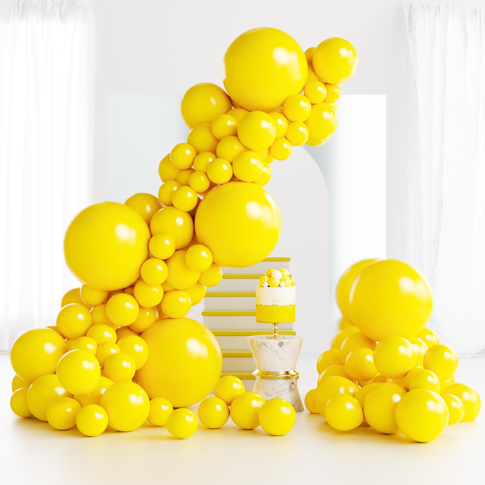 Photo 1 of RUBFAC 145pcs Yellow Balloons Latex Balloons 18 12 10 5 Inch Party Balloon Kit Different Sizes for Birthday Party Wedding Balloon Graduation Baby Shower Decoration