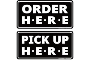 GEEKBEAR Order Here and Pick Up Here Signs (Black) - 2 Pack, 12" x 6" - Premium, Non-Fading Design with Special Hanging Hooks - Perfect for Restaurants, Cafes, and Bars - Made of Durable Acrylic