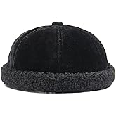 Mens Brimless Hat Winter Flannel Warm Rolled Cuff Docker Cap Fleece Harbour Beanie Hats Plush Landlord Hat Q2066