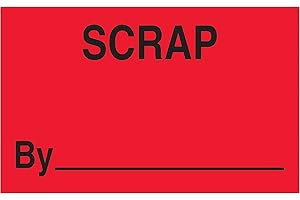 Discount Tag & Label "Scrap by" Labels/Stickers, 1 1/4" x 2", Fluorescent Red, 500 Labels Per Roll (1 Roll)
