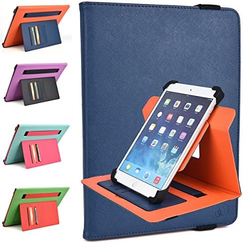 Kroo Kocaso MX1037 Rotating Cases | Ink Blue/Orange TwoTone Portrait or Landscape Orientation 360 Stand Cover