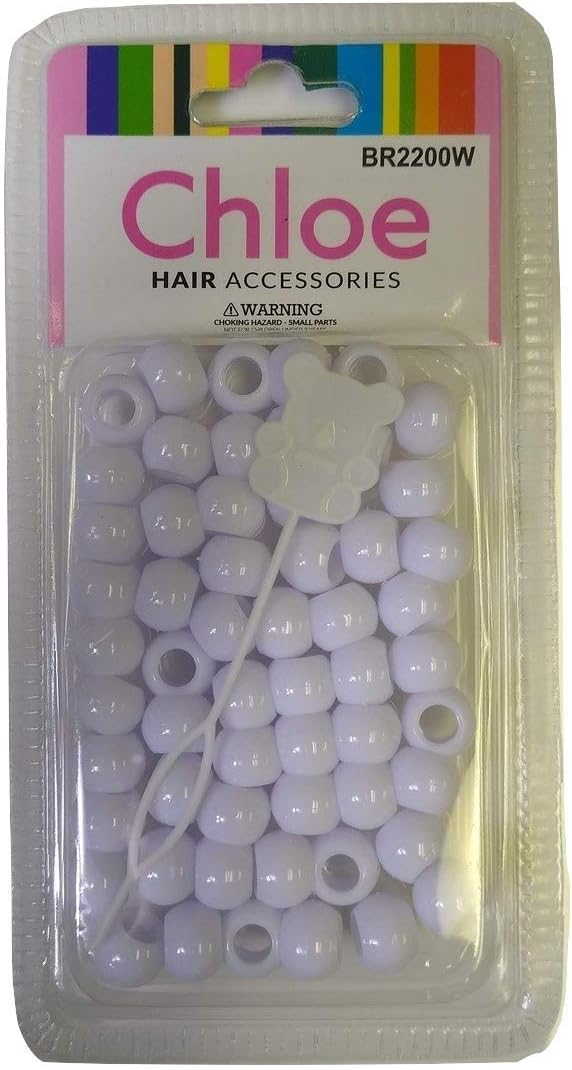 Chloe Hair Beads Round Shape (White)