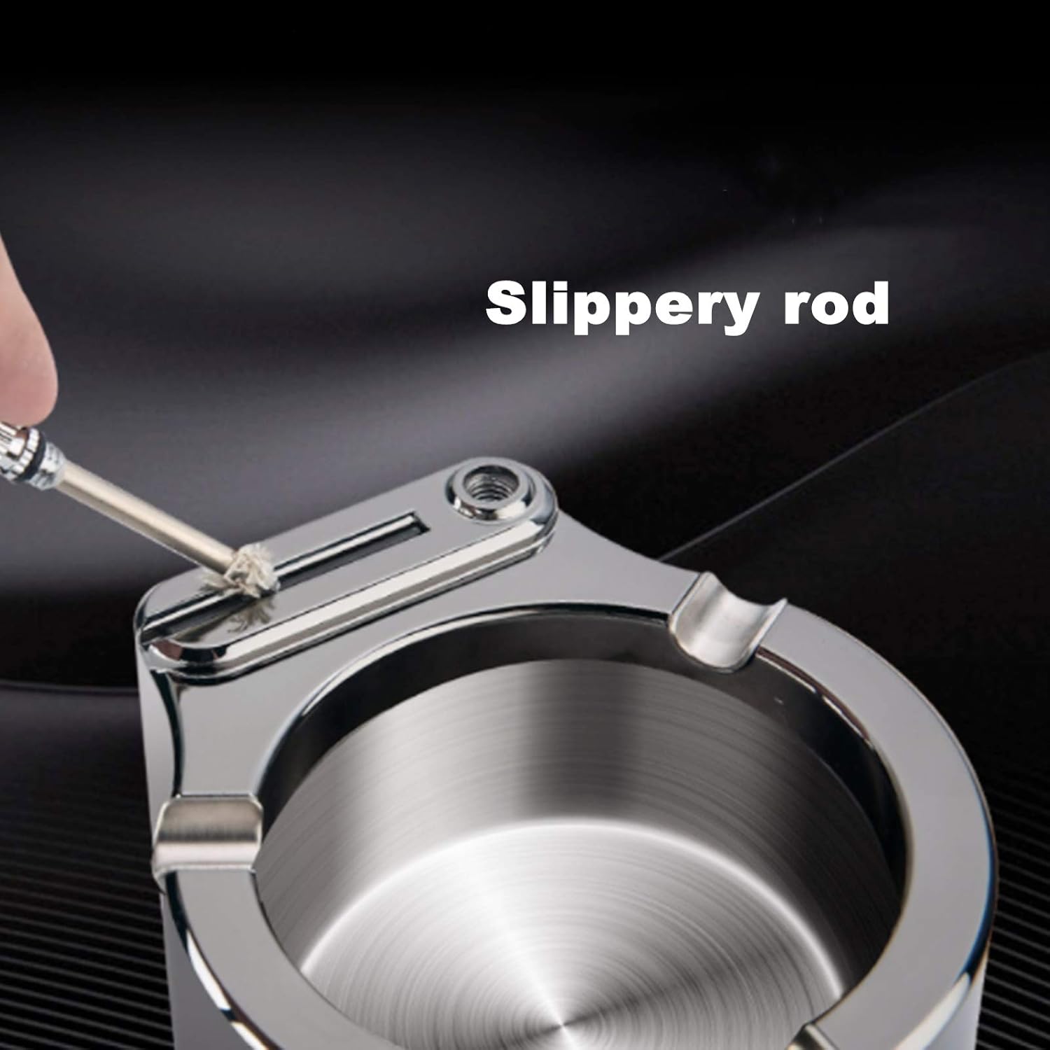 Yizemay Retro Metal Ashtray, Stainless Steel & ABS, Ten Thousand Match Windproof, Secure Cigarette Slot, Multifunctional Use - Image 5
