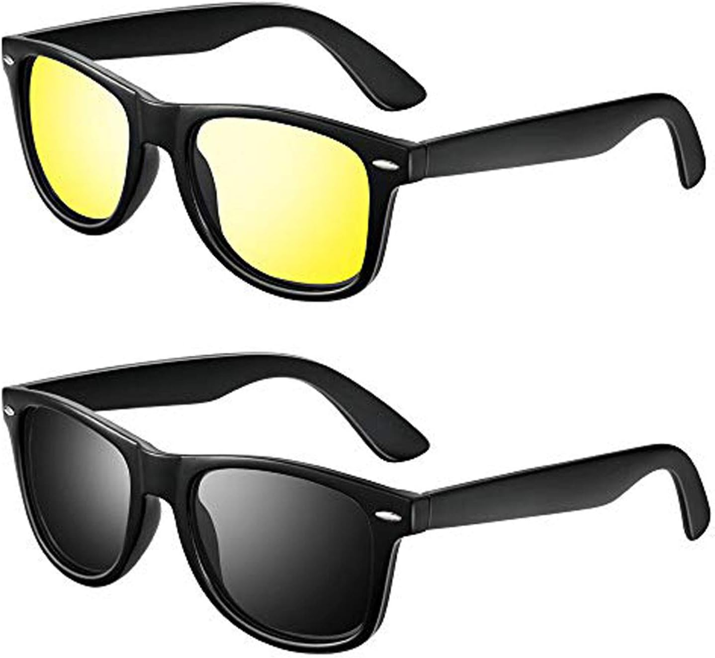 Polarized Sunglasses for Men Unisex 2pack - KEAKUO Polarized Sunglasses Men and Women Sunglasses K1911 (black&yellow)
