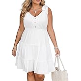 Women Plus Size Summer Dresses - Casual Beach Sun Graduation Vacation Sleeveless Short Sundress