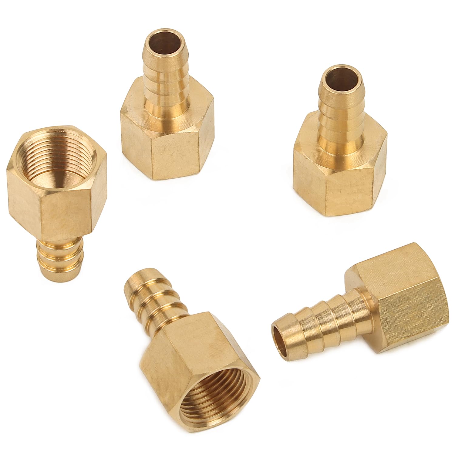 LTWFITTING Brass BSP Fitting Coupler/Adapter 3/8-Inch Female BSPP x 10mm Hose Barb(Pack of 5)