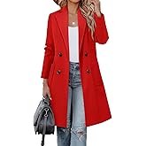 CHICZONE Women's Notch Lapel Double Breasted Mid Long Pea Coat Wool Blend Overcoat Winter Outwear