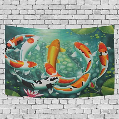 Ethel Ernest Cute Japanese Koi Fish Party Wall Art Decorative, Wall Hanging Tapestry for Bedroom Living Room Dorm Decoration,60 X 51 Inches