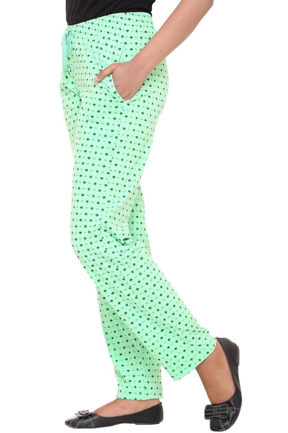 women's cotton blended printed lounge wear - track pants