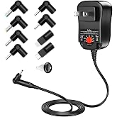 Belker 12W Universal 3V 4.5V 5V 6V 7.5V 9V 12V AC DC Adapter with 8 Tips | Power Supply for Household Electronics Router Speaker Smart Phone Tablet CCTV IP Camera - 1A 1000mA Max