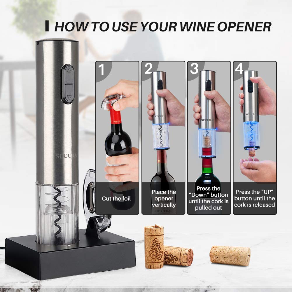 Secura Stainless Steel Electric Wine Opener Foil Cutter (Stainless Steel) by Secura