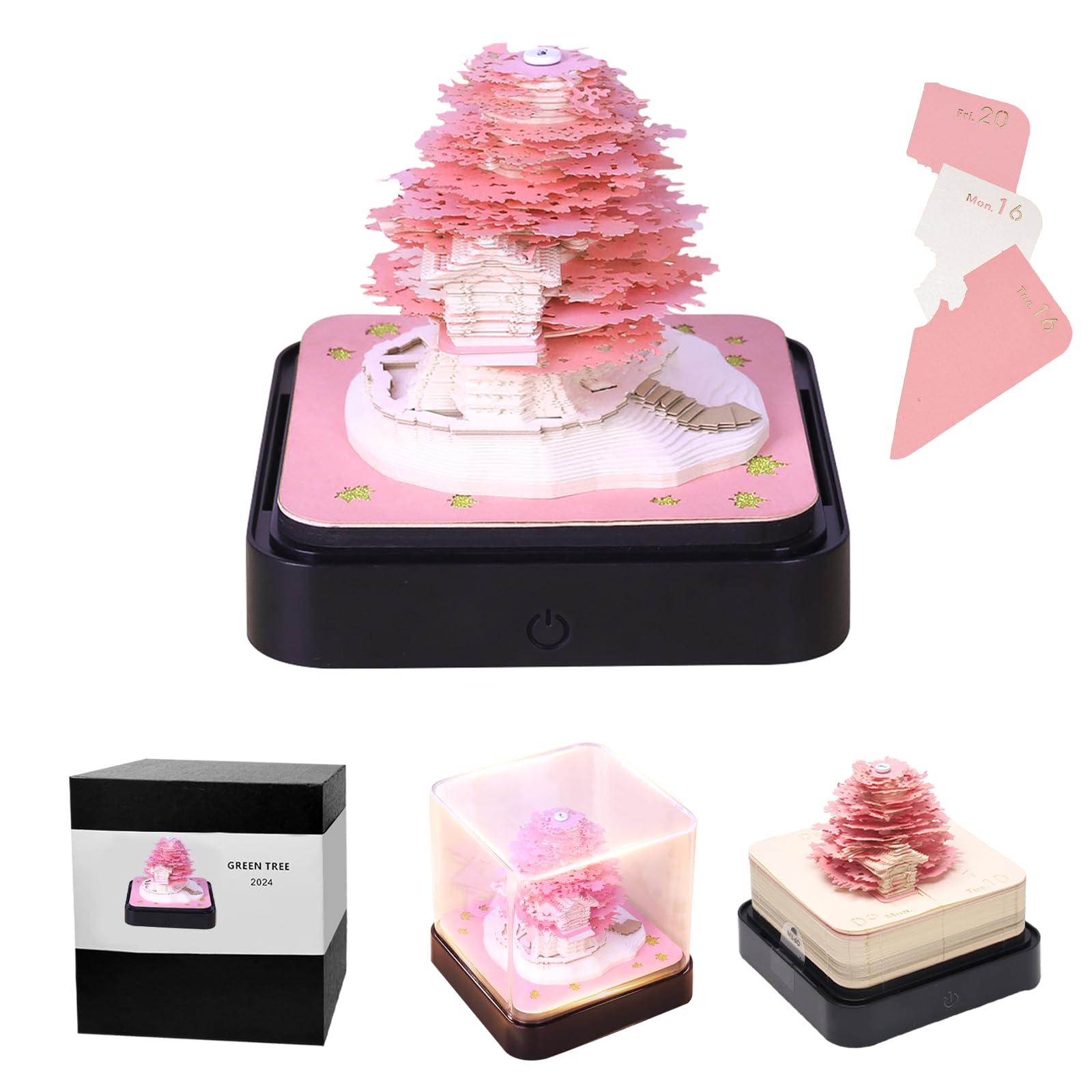 thumbnail image 2 of 3D Calendar 2025, Time Piece Calendar With LED Light 3D Tear-away Calendar Paper Carving Art 2 of 13