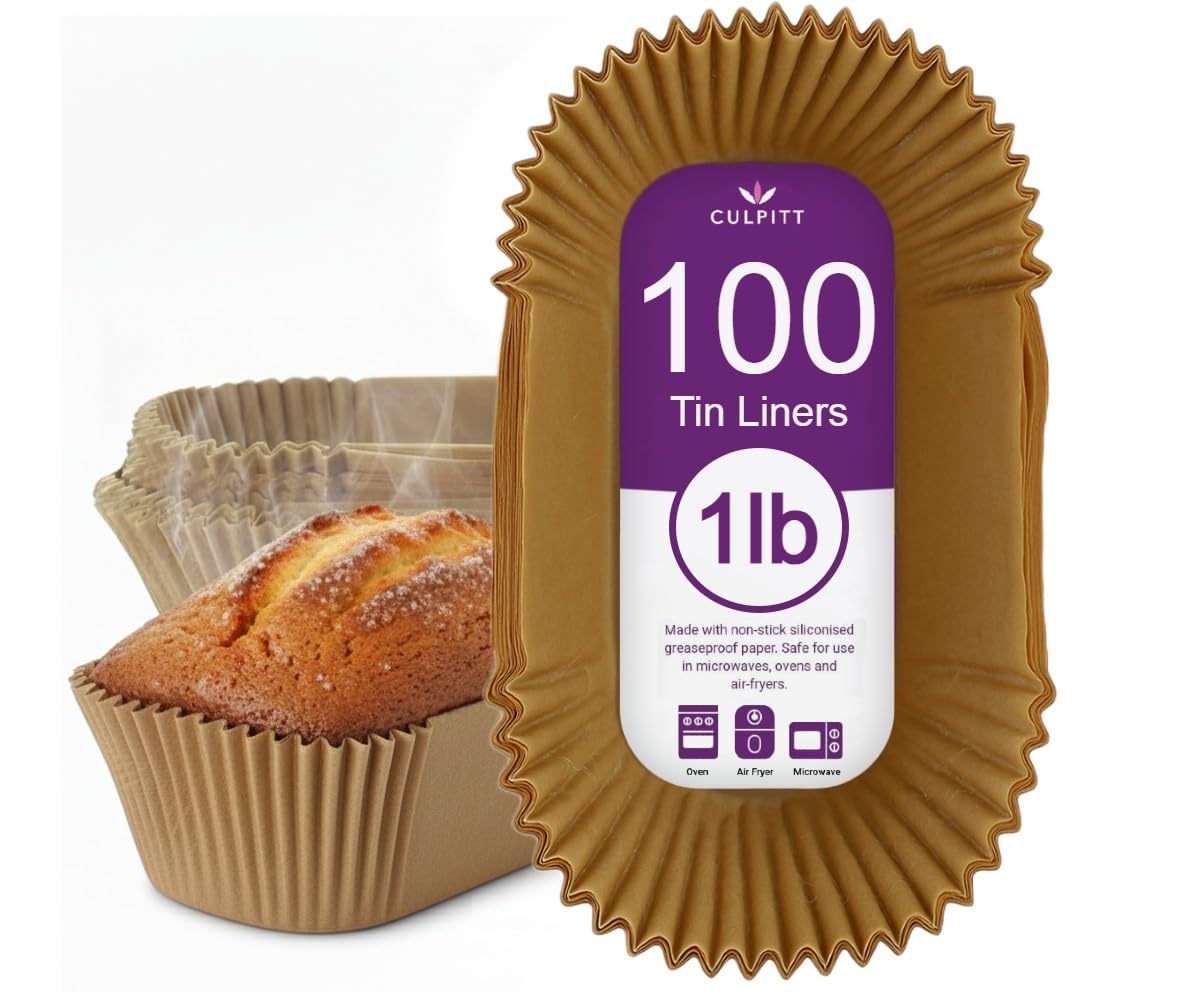 Culpitt 1lb Loaf Tin Liners, 100 Pack, Non-Stick Siliconised Greaseproof Paper for Baking Bread and Cakes, Air Fryer Liner, Made in The UK — image 1