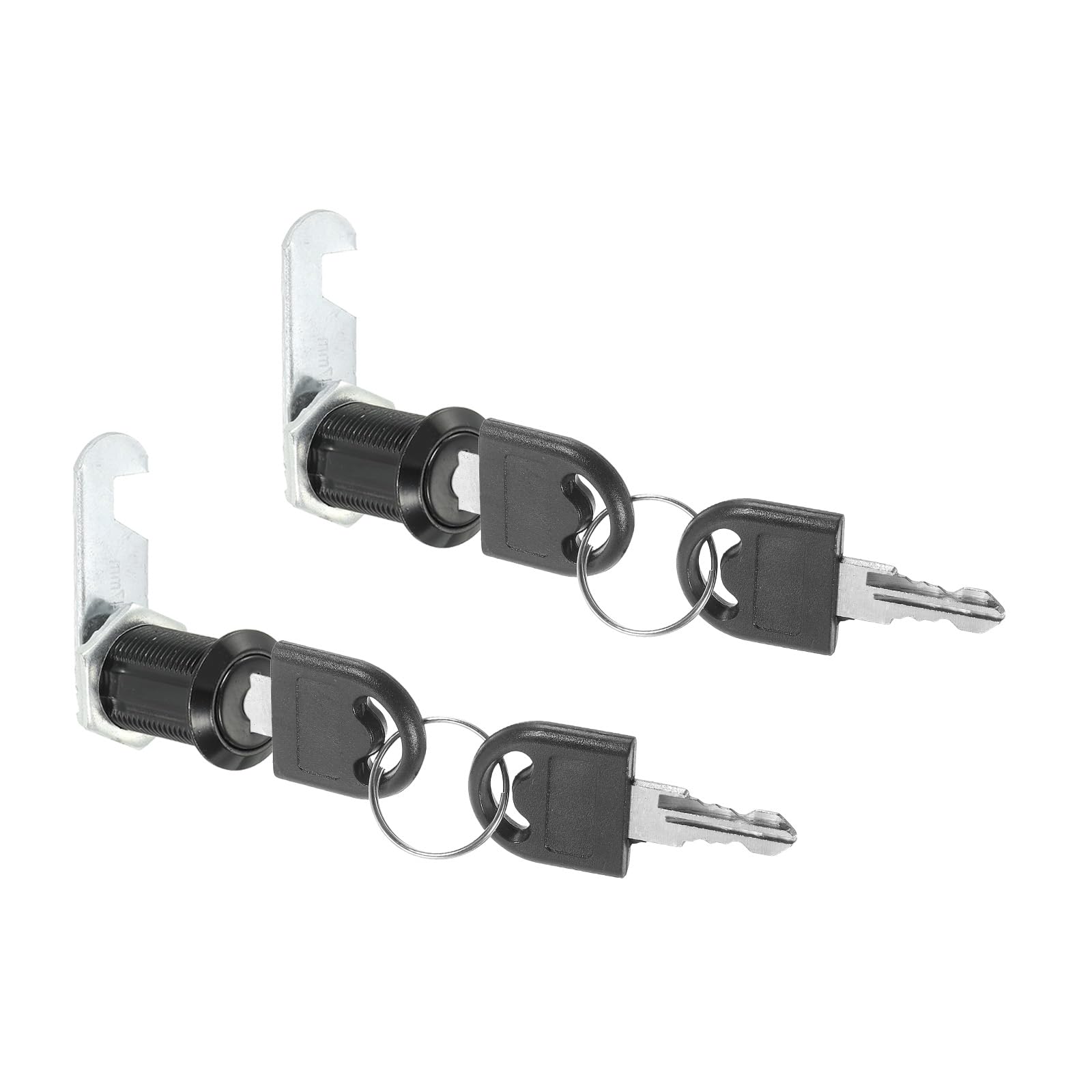 PATIKIL Cabinet Lock with Keys 2 Pcs 1-3/16"(30mm) Cam Locks Zinc Alloy Tool Box Lock Replacement Keyed Alike for Drawer Cupboard Household Mailbox RV Door Lock, Black