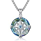 Eusense Compass Necklace for Women Men Sterling Silver 925 Compass Pendant Compass Jewelry Womens Mens Gifts for Her Him Birthday Graduation Anniversary Valentines Female Male