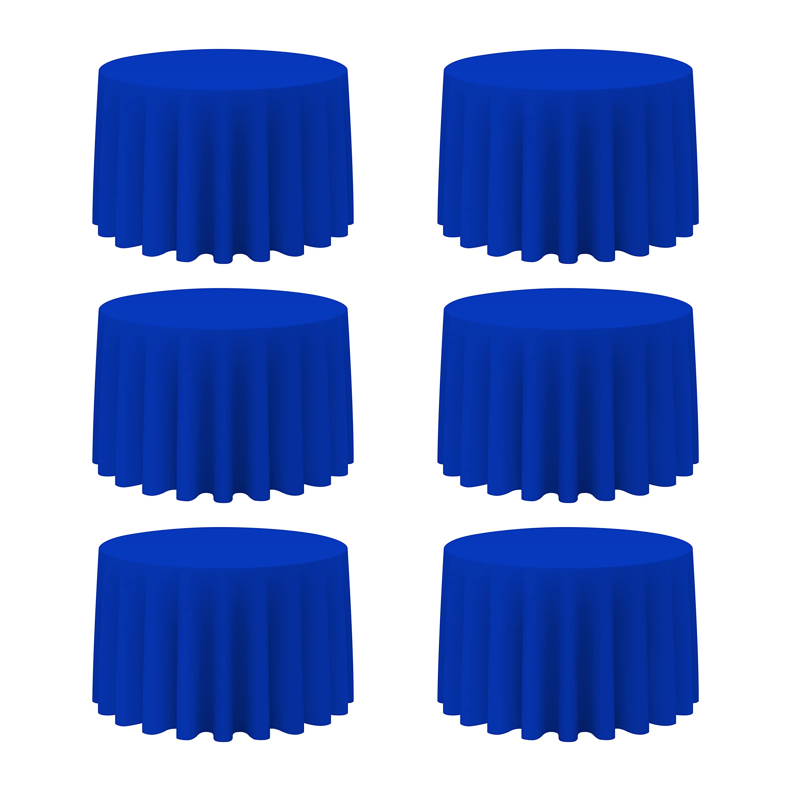 Photo 1 of BRILLMAX 6 Pack Royal Blue Round Tablecloths 108 Inch - Circle Bulk Linen Polyester Fabric Washable Table Cloth Cover for Wedding Reception Banquet Birthday Party Buffet Restaurant