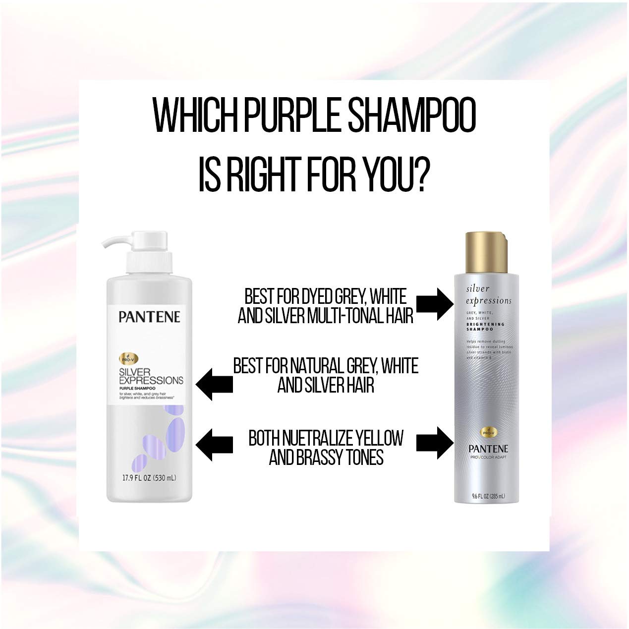 Pantene Silver Expressions, Purple Shampoo and Hair Toner, Pro-V for Grey and Color Treated Hair, Lotus Flowers, 17.9 Fl Oz : Beauty