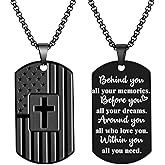 Dog Tag Cross Necklace for Men Boys Military Christian Baptism Religious First Communion Confirmation Gifts for Teenage Boy